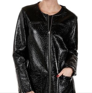 Tory Burch Reversible Zip Jacket Leather Look Aztec Print Size S